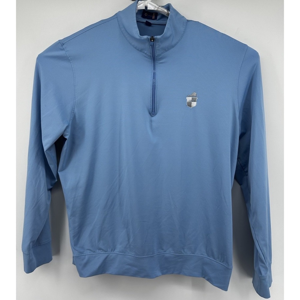 Stitch Golf Long Sleeve 1/4 Zip Pullover Polyester Shirt Light Blue Men's Large